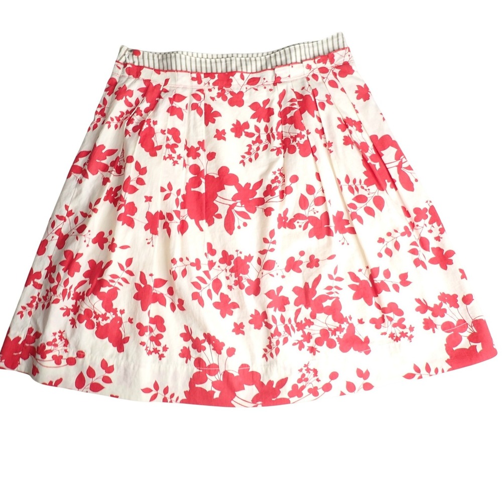 Viola Women's Red Floral Pleated Cotton A-Line Skirt Size 4 Anthropologie